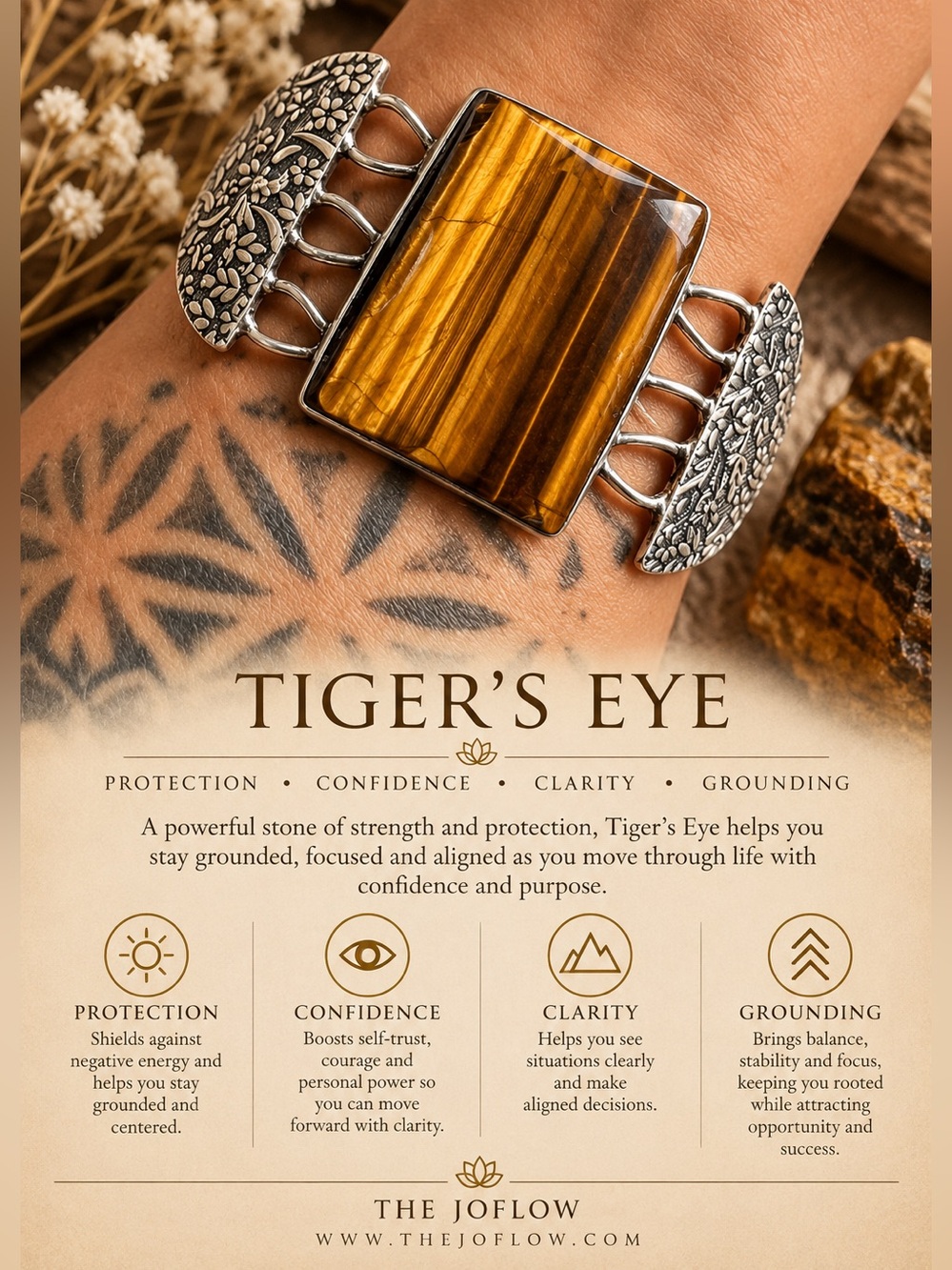 925 HUGE Raw Tigers Eye Stone Cuff Bracelet